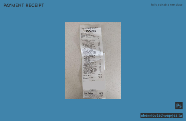 Beispiel einer Zahlungsquittung von Coles (Supermarkt)